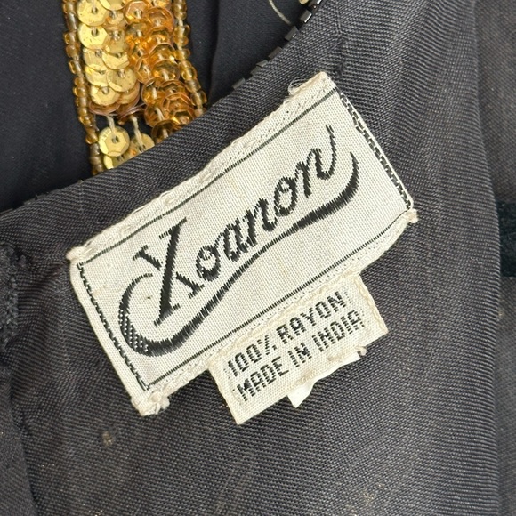 Vintage Black and Gold Beaded Dress by Xoanon - Picture 3 of 16